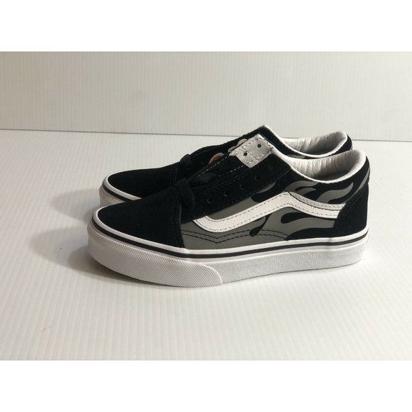 Vans Old Skool (Suede Flame) Black  Kids Shoes - Picture 3 of 14